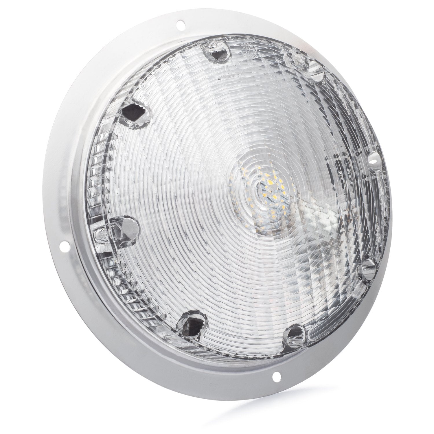 Lumitronics RV round light clear lens enhances visibility in any weather