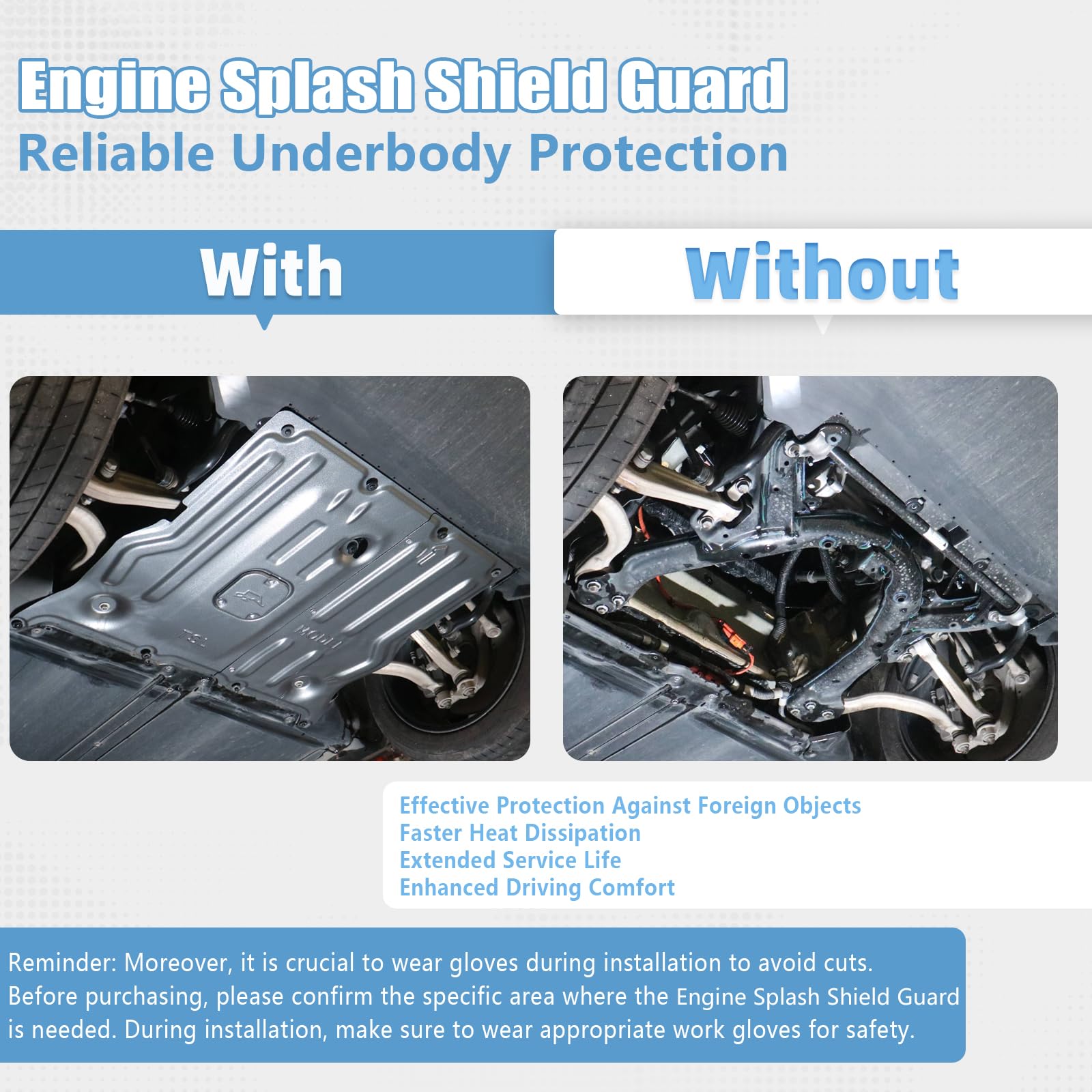 Lumlazni front drive motor protection guards against debris.