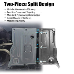 Lumlazni two-piece skid plate assembly for easy maintenance.