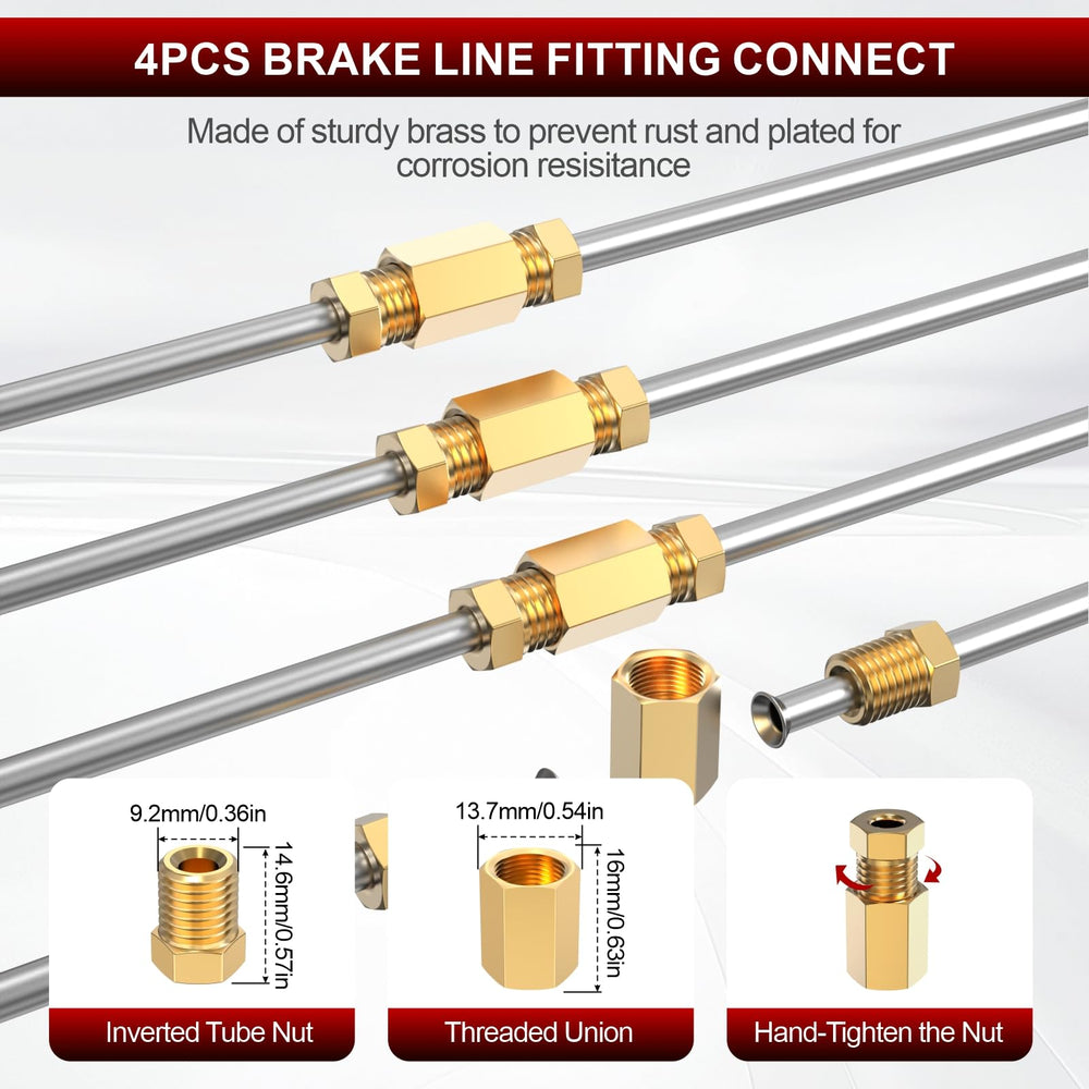 Luney kit includes 16 fittings, 2 unions, and 4 nuts for versatile setups.