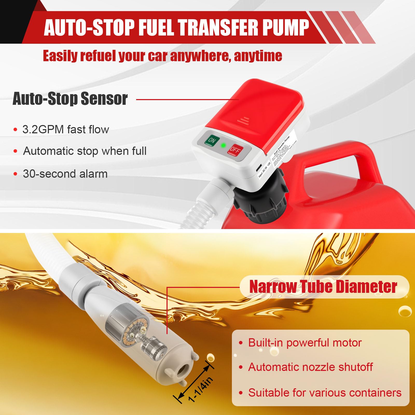 Luney portable pump USB-powered for flexible, cord-free fueling.