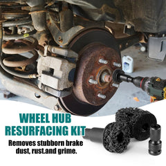 Lunhans wheel hub cleaner in action cleans around bolts for flush seating.