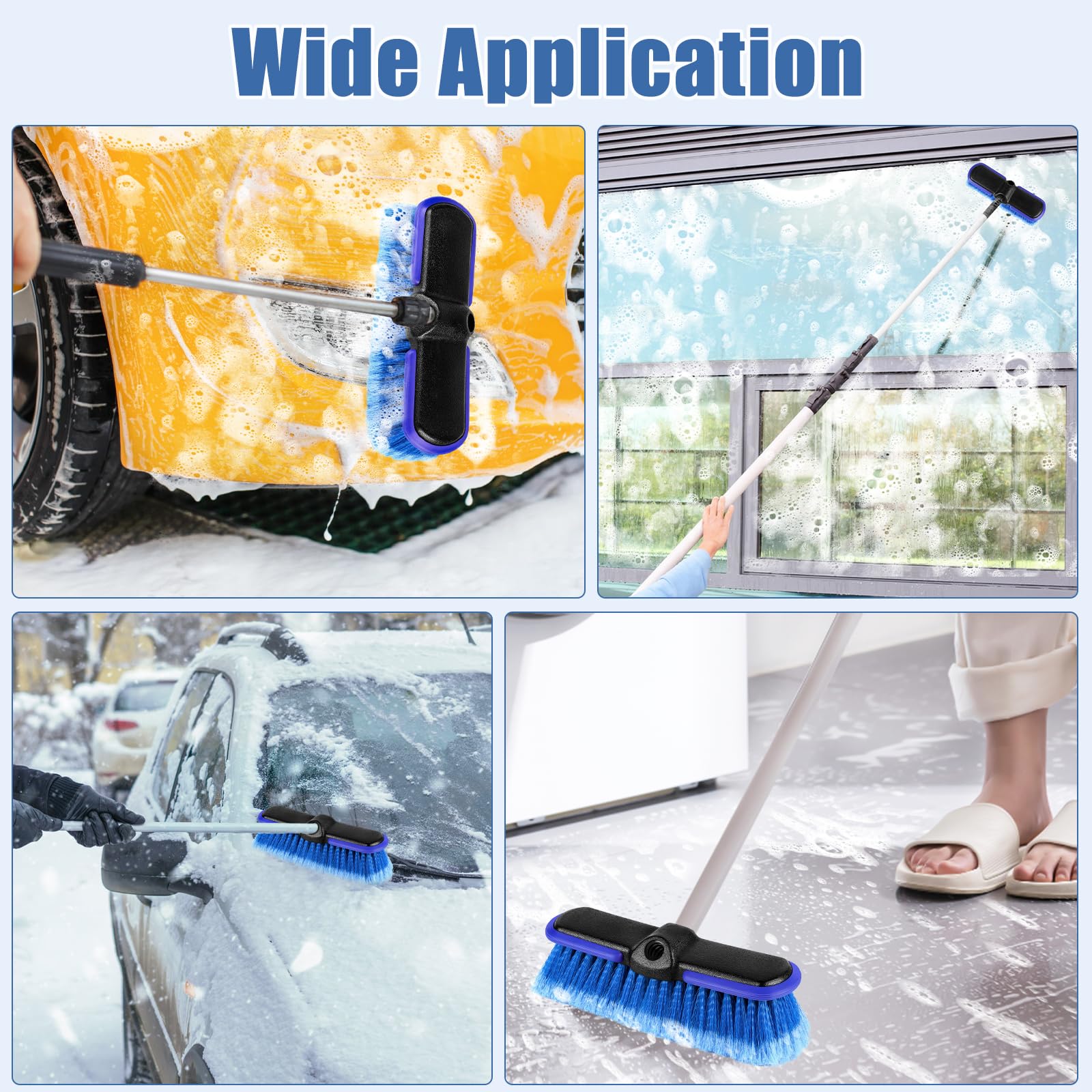 Lunluarai blue car wash brush shows the bumper and bristle detail for safe washing.