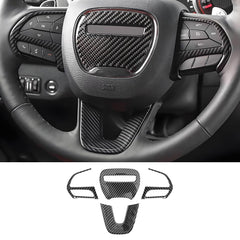 LUNQIN carbon fiber steering wheel trim cover for Challenger boosts style and protection.