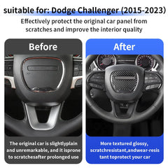 LUNQIN carbon fiber steering wheel trim cover for Charger adds a sleek, durable finish.