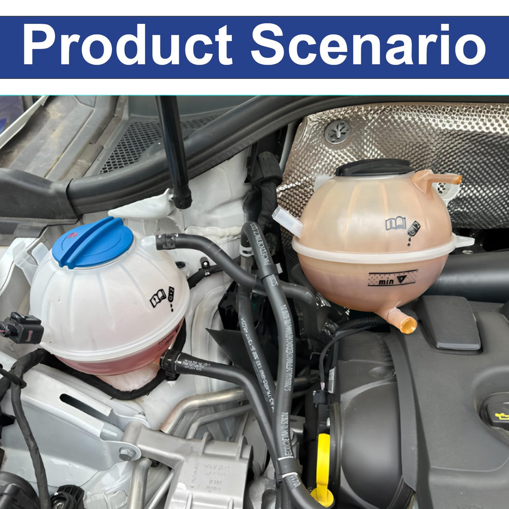 Replacement Lunwag reservoir showing direct OE substitute for 603-253 and 1K0121407A