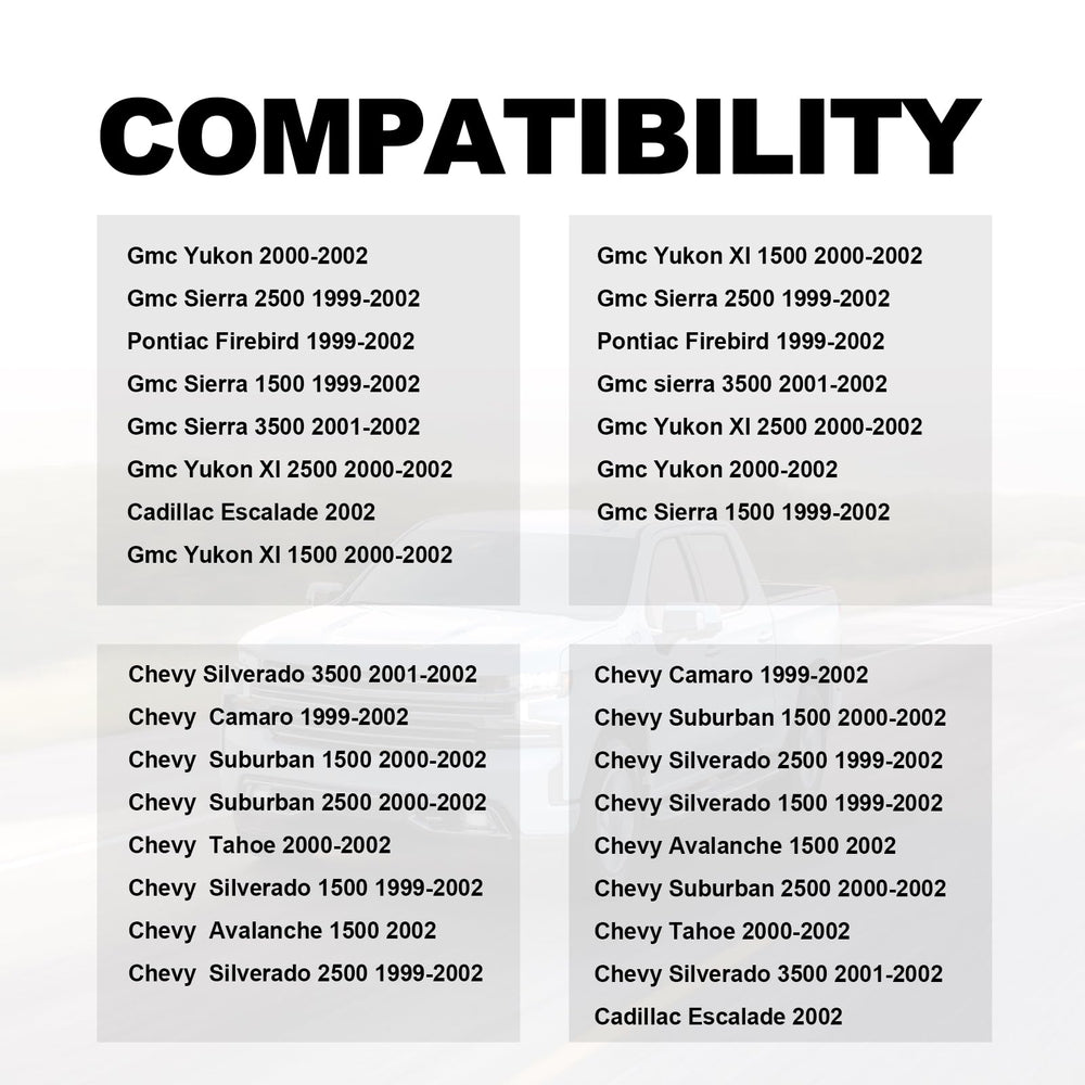 Vehicle compatibility examples for Lunwag D1818A sensor