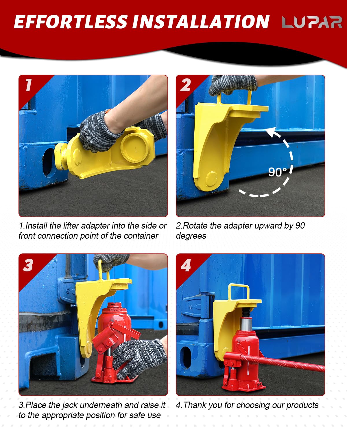 Lupar 50,000-pound capacity enables handling heavy containers confidently