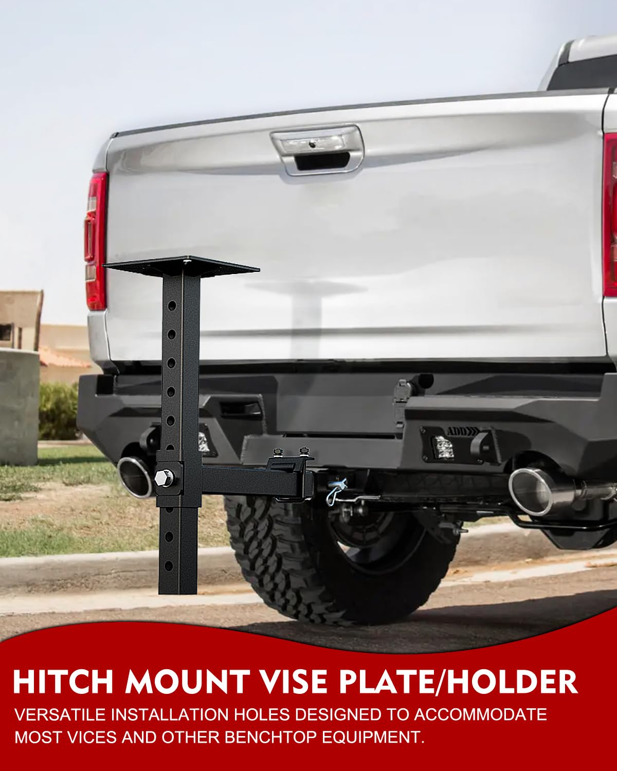 Lupar Heavy-Duty Hitch Mount Vise Plate adjustable height in use