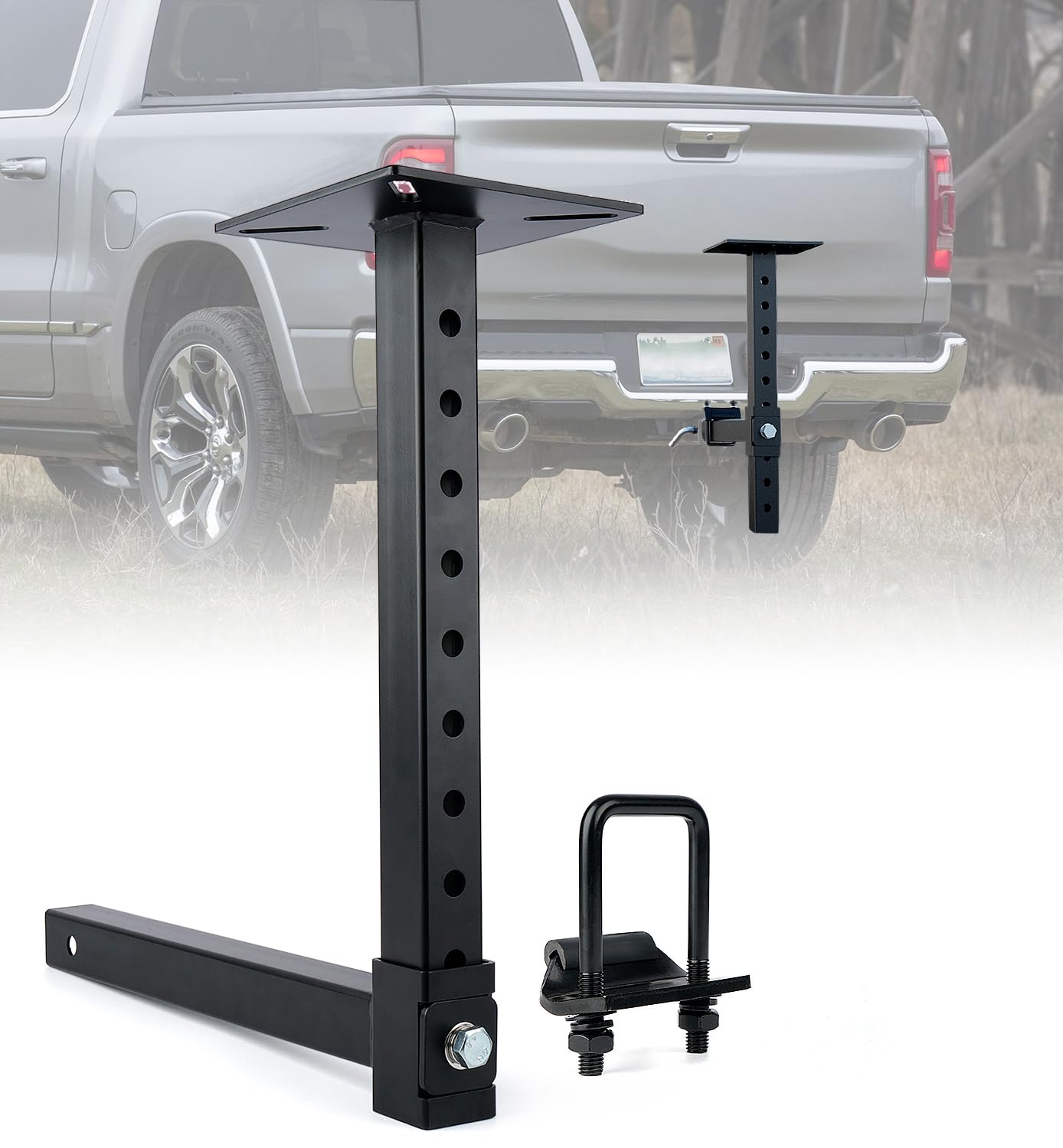 Lupar Heavy-Duty Hitch Mount Vise Plate front view showing adjustable height
