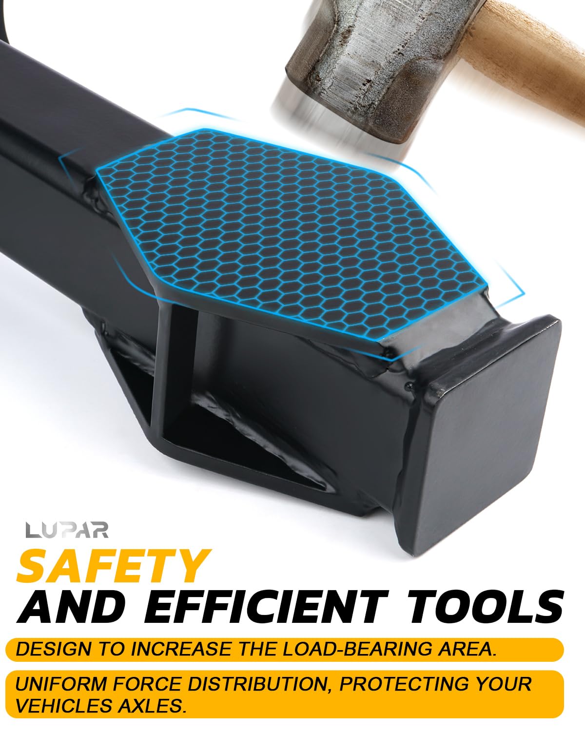 Lupar hub removal tool demonstrates precise alignment to protect axle and knuckle.
