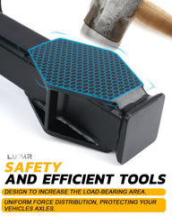 Lupar hub removal tool demonstrates precise alignment to protect axle and knuckle.