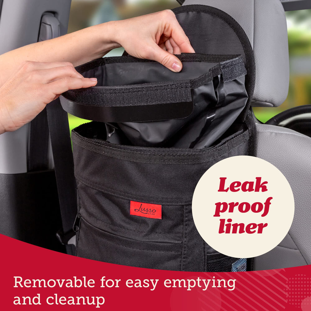 Lusso Gear 2.5-gallon trash can provides ample capacity for trips.