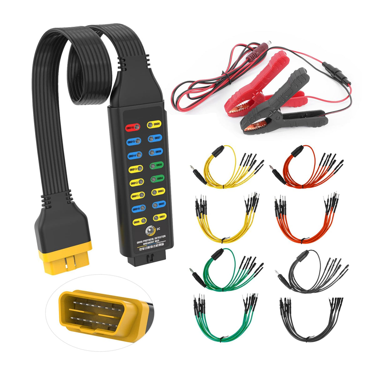 LUTIFIX OBD2 Breakout Box 16-pin interface enabling quick diagnostic testing with multiple devices