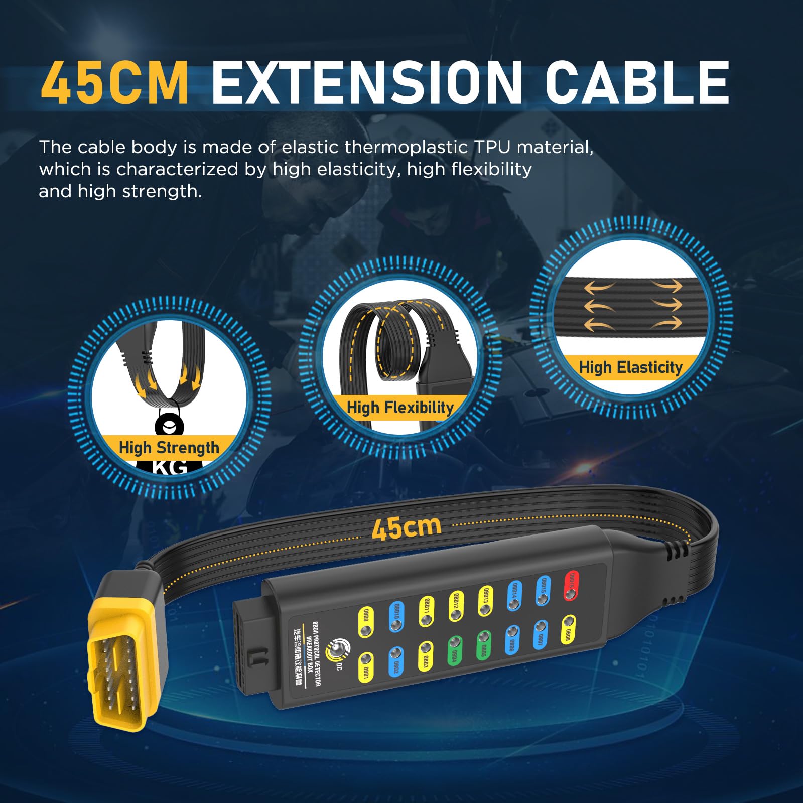 LUTIFIX OBD2 Breakout Box 17-7 inch cable extends reach for effective diagnostics