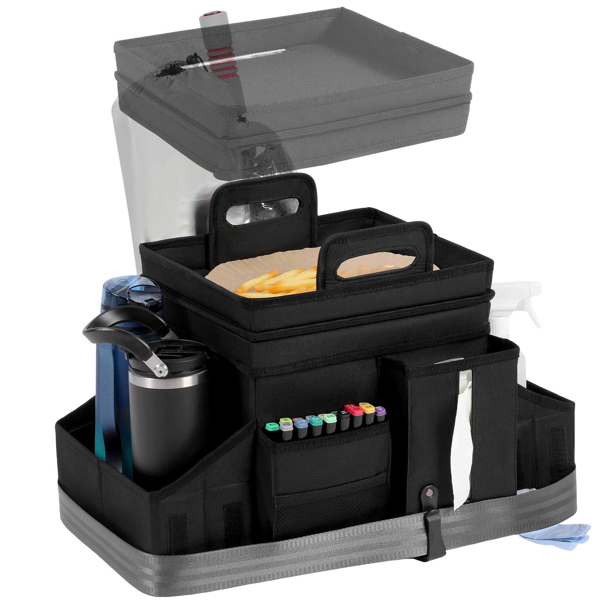 LUVHOMEE backseat car organizer caddy keeps snacks within reach on long drives.