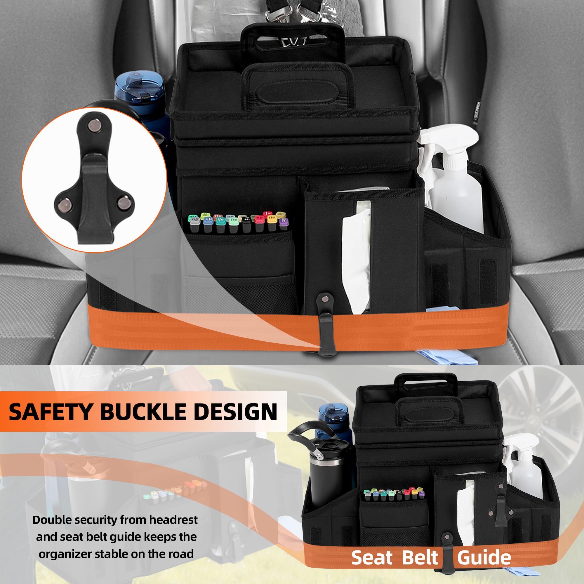 LUVHOMEE fold-down cup holders optimize space during road trips.