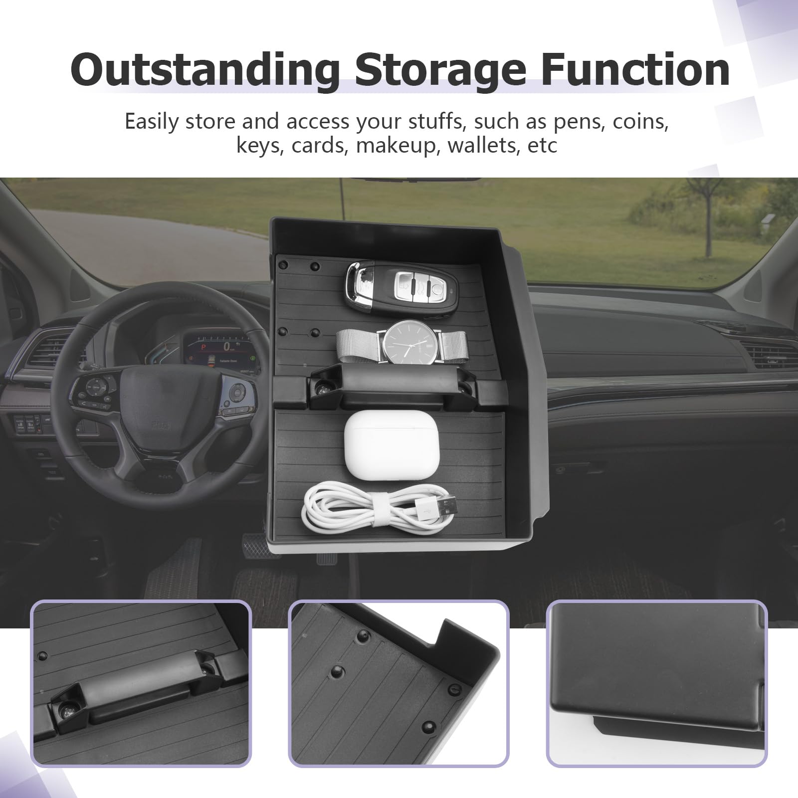 LUWU glove box tray bottom liner reduces noise and protects items