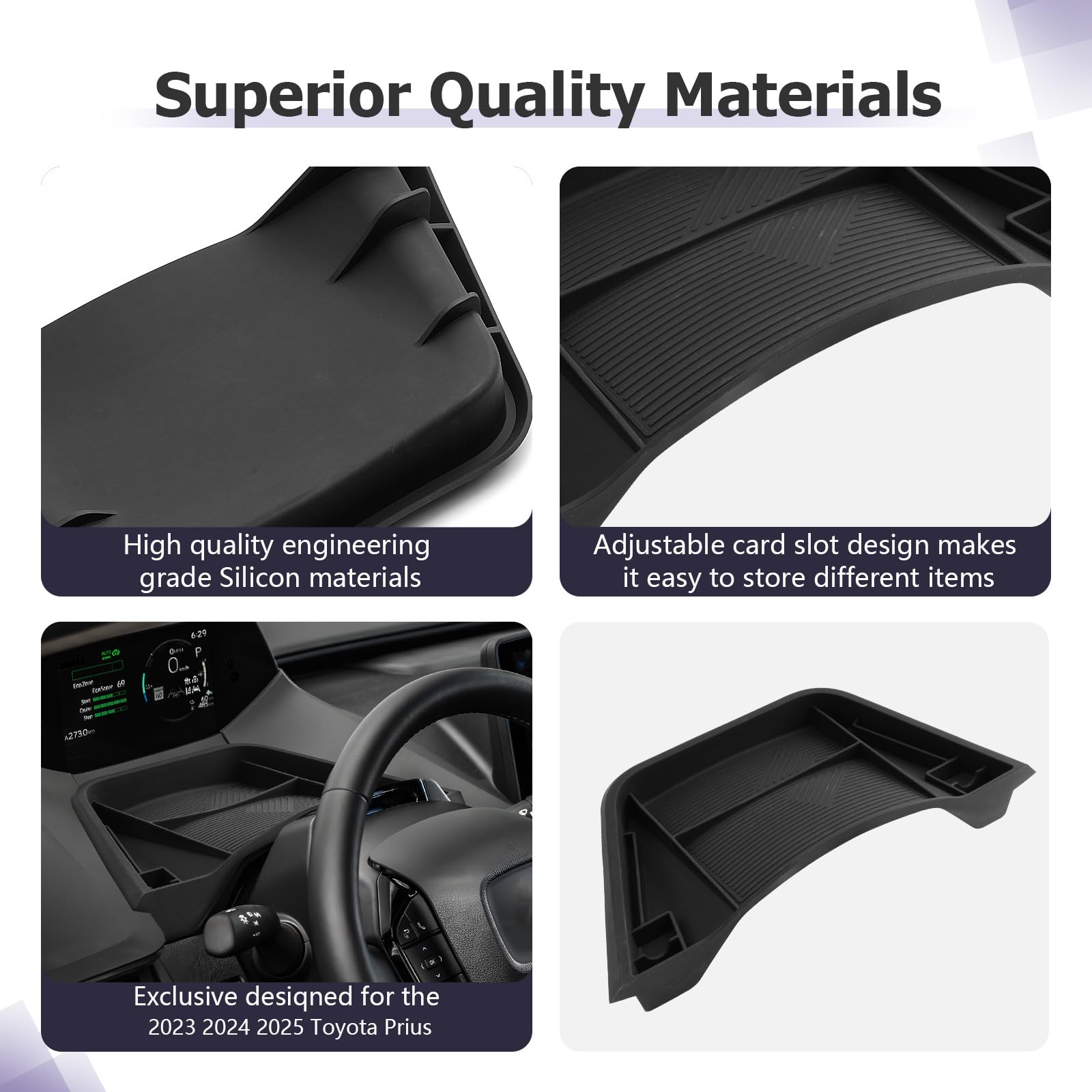 LUWU center console tray with rubber bottom reduces noise and movement