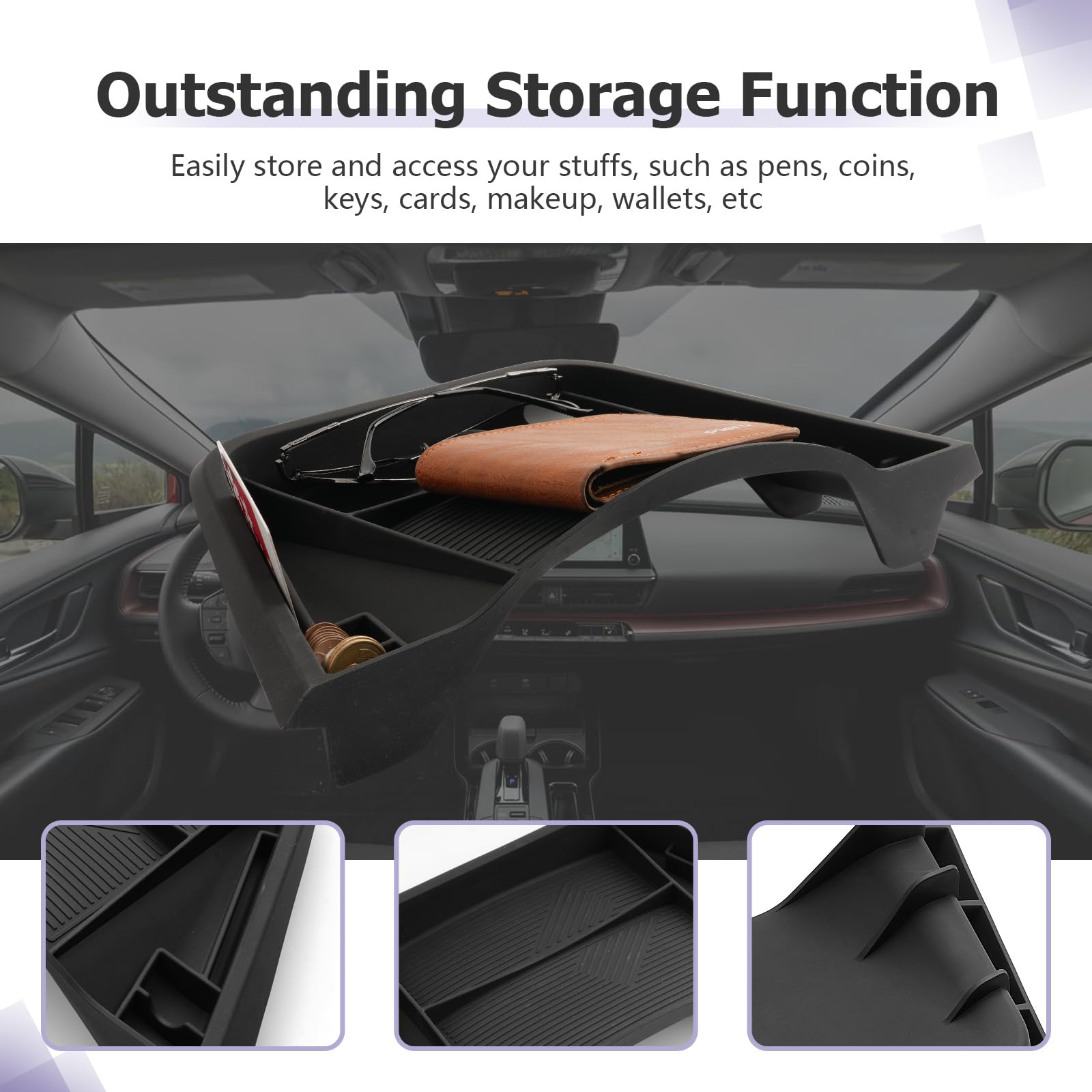 LUWU multi-compartment storage holding pens, coins, and keys neatly