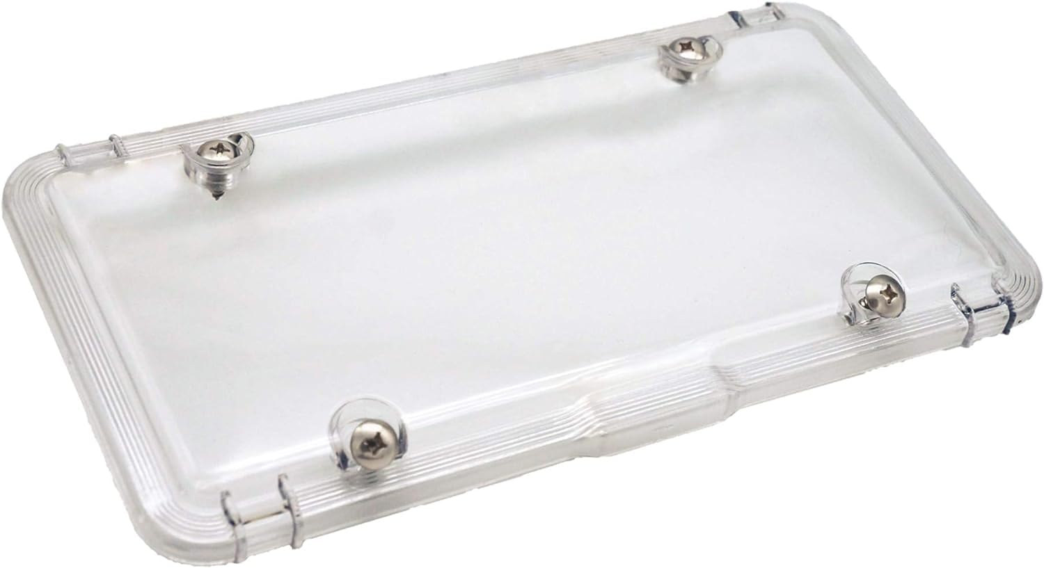 Luxe Shield premium clear license plate cover front view, showcasing durable polycarbonate protection.
