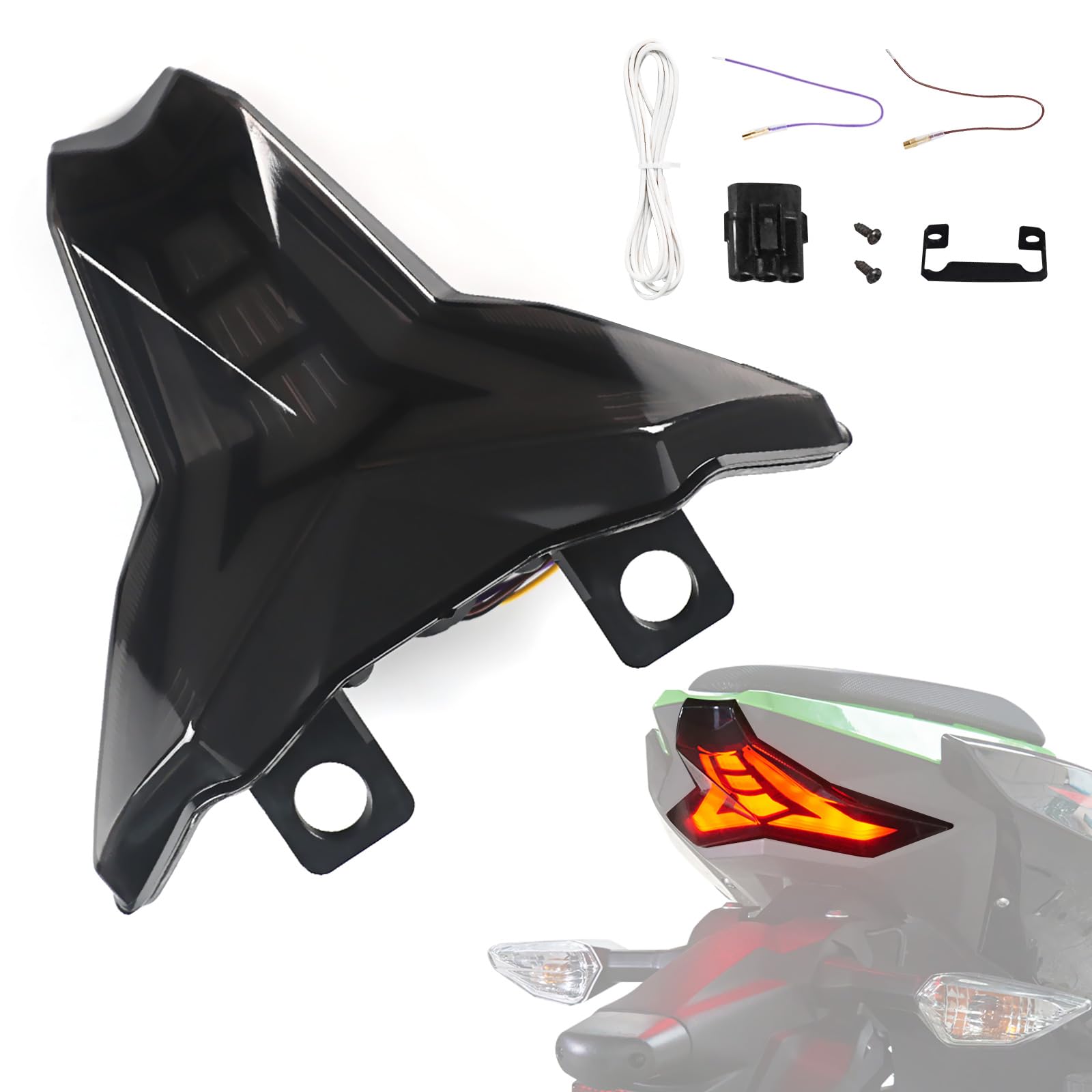 LUXEMOTO Ninja 400 tail light with smoked lens for enhanced night visibility