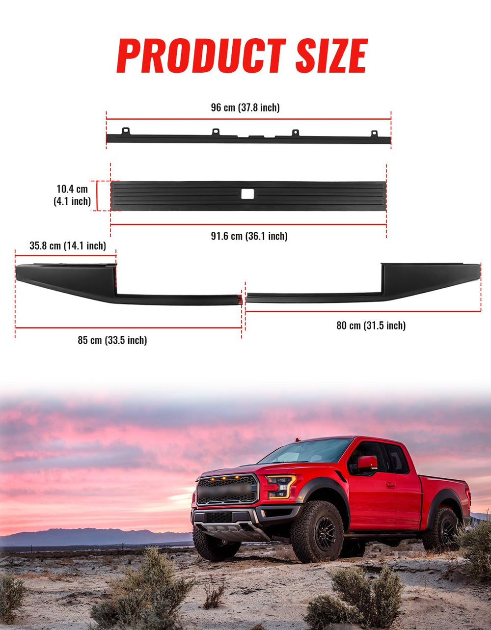 LUXEMOTO polypropylene molding resists cracking for Ford F-150 rear protection