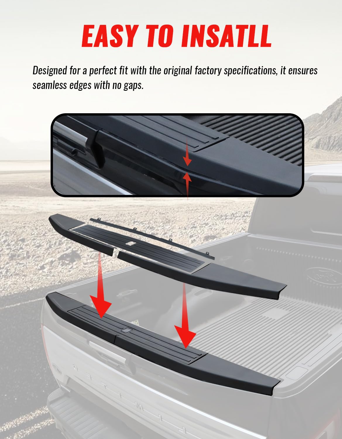 LUXEMOTO tailgate step pad trim kit with hardware for Ford F-150 installation