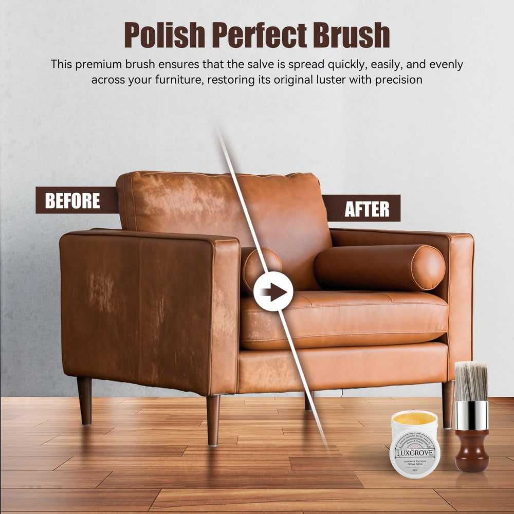 LuxGROVE furniture polish brush with ergonomic handle for precise control