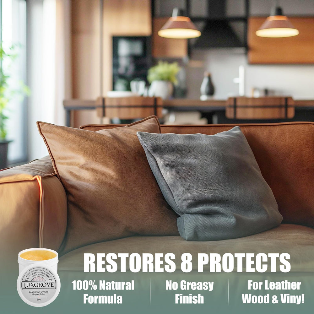 LUXGROVE Leather Repair Salve on car seat improves texture