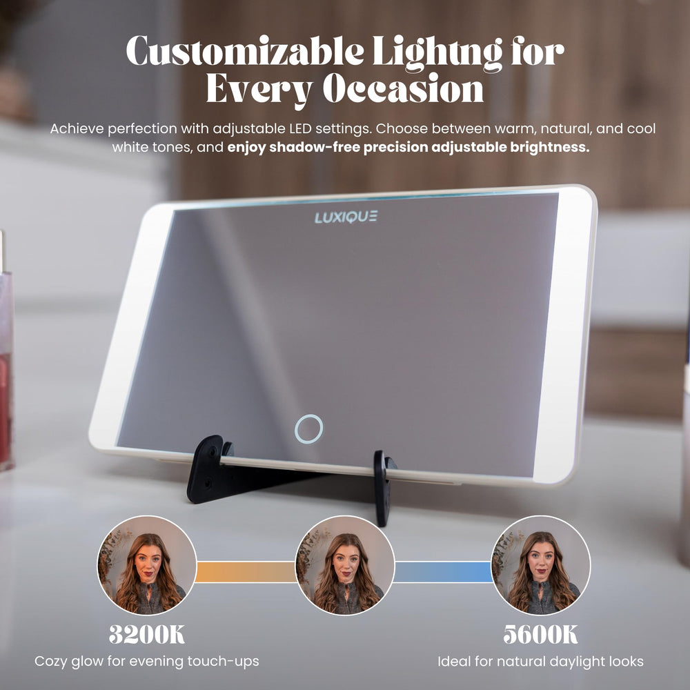 Luxique Sun Visor Mirror three light modes for natural makeup visibility