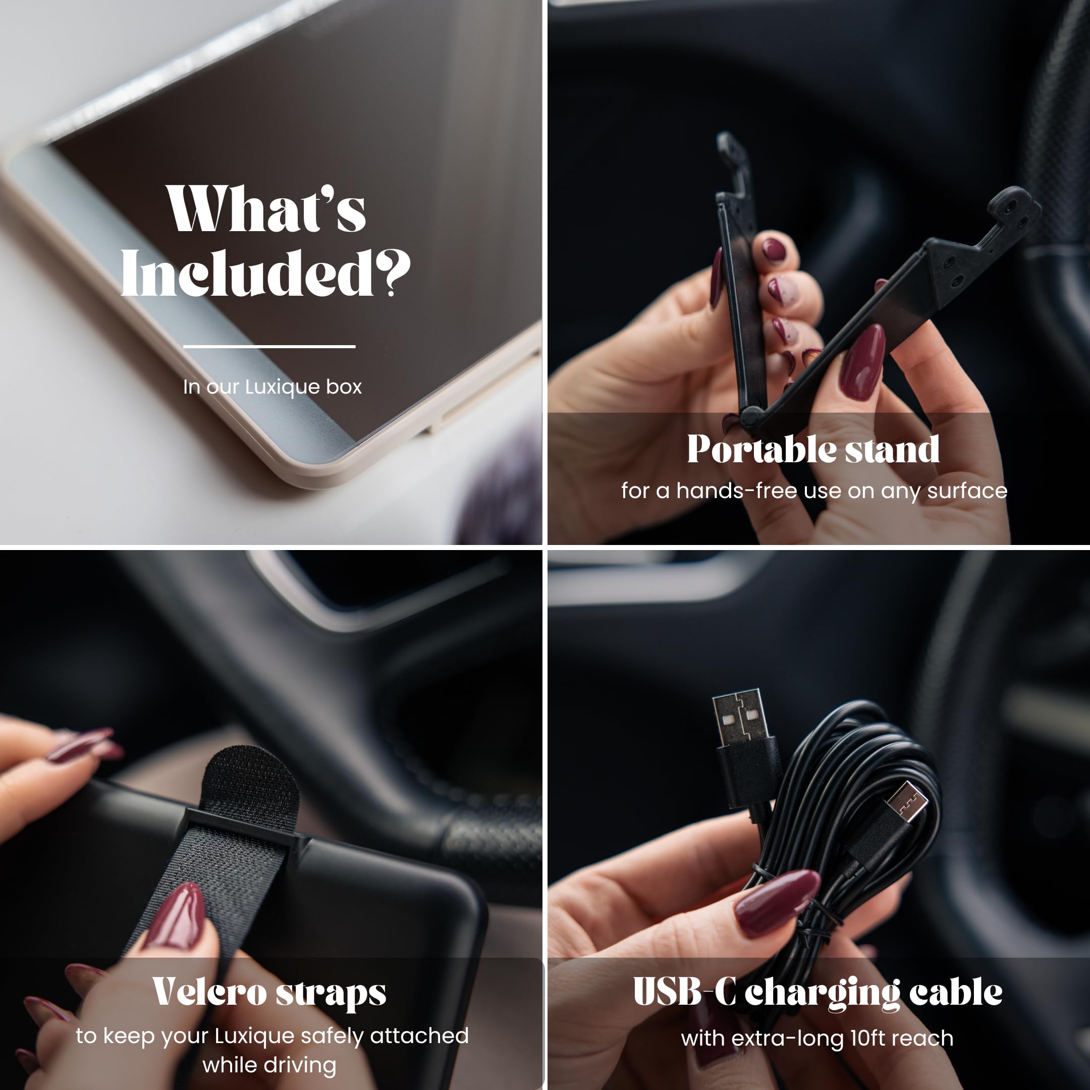 Luxique travel-friendly mirror fits bags for on-the-go grooming.