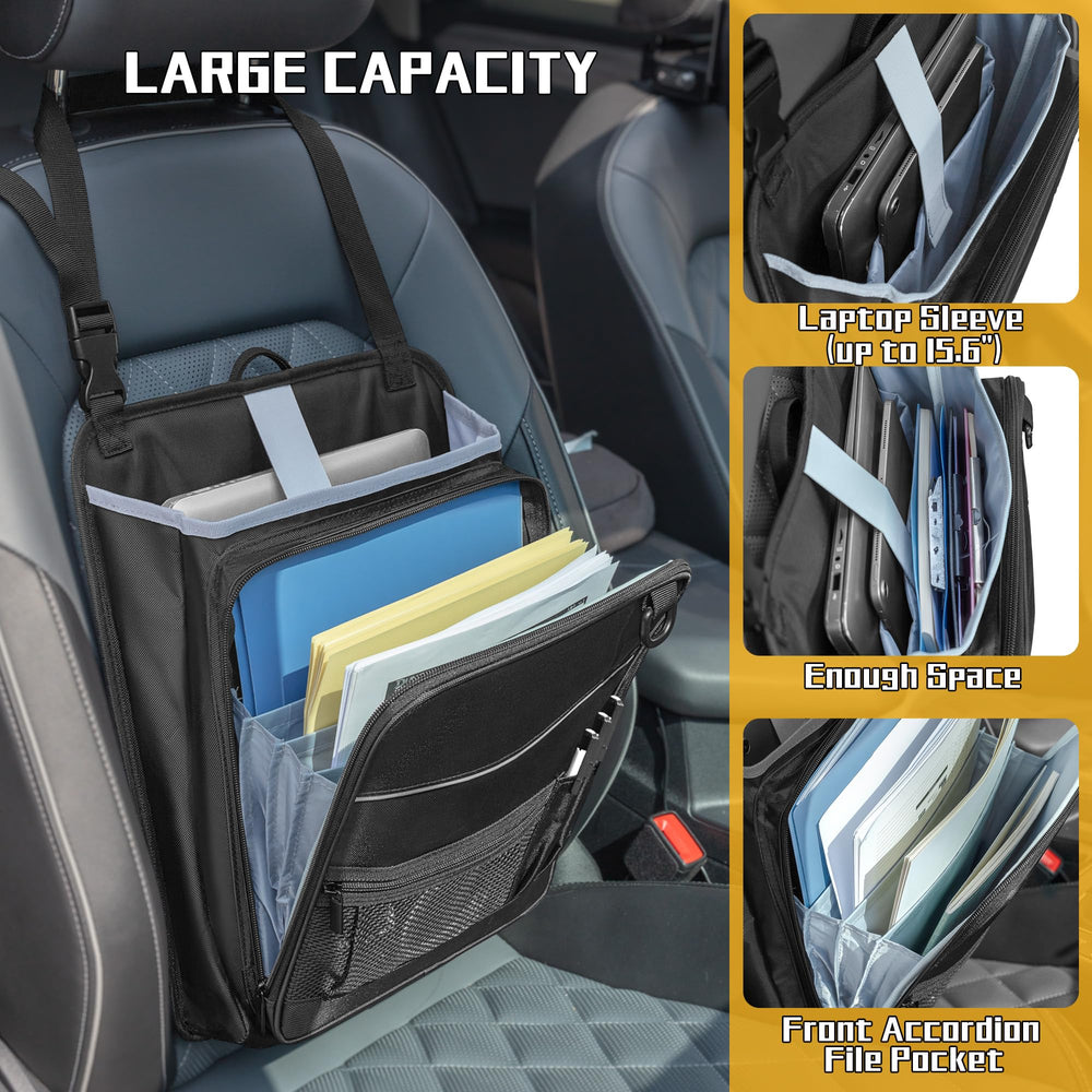 LUXJA accordion pocket close up showing four expandable sections for documents