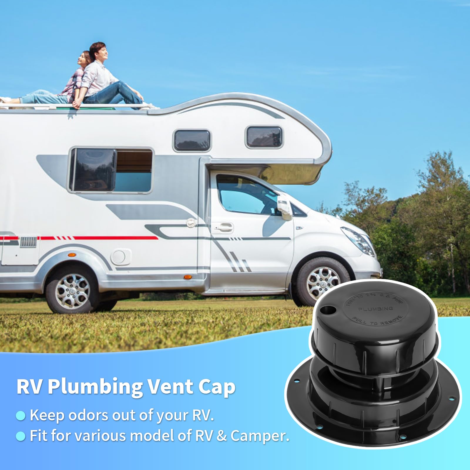 luxlead black vent caps included for replacement on campers