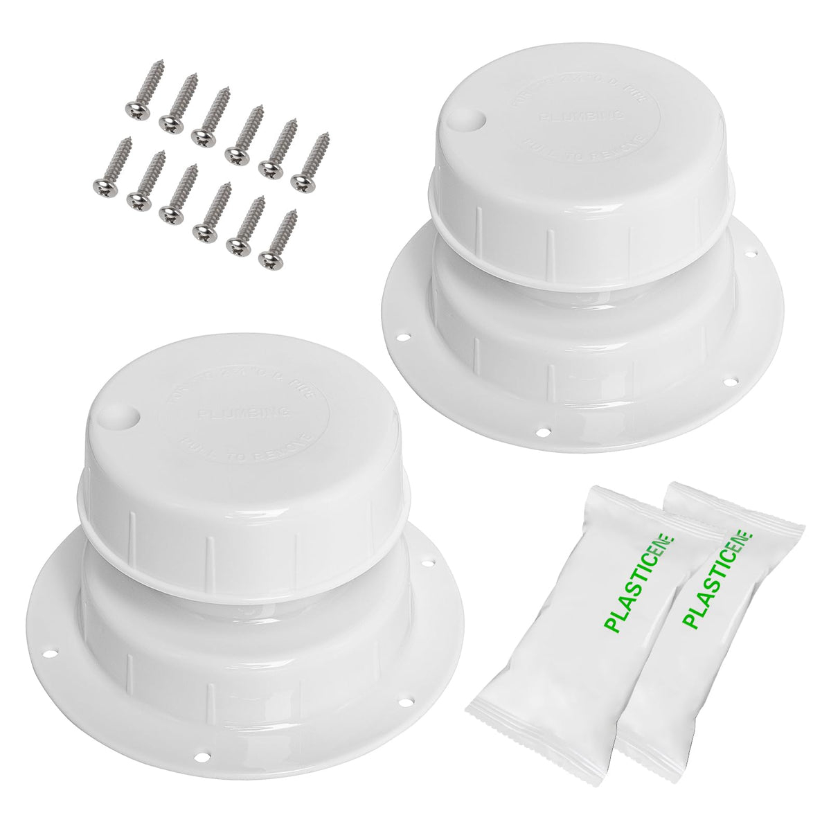 Luxlead white RV vent cap front view for secure fit and odor control.
