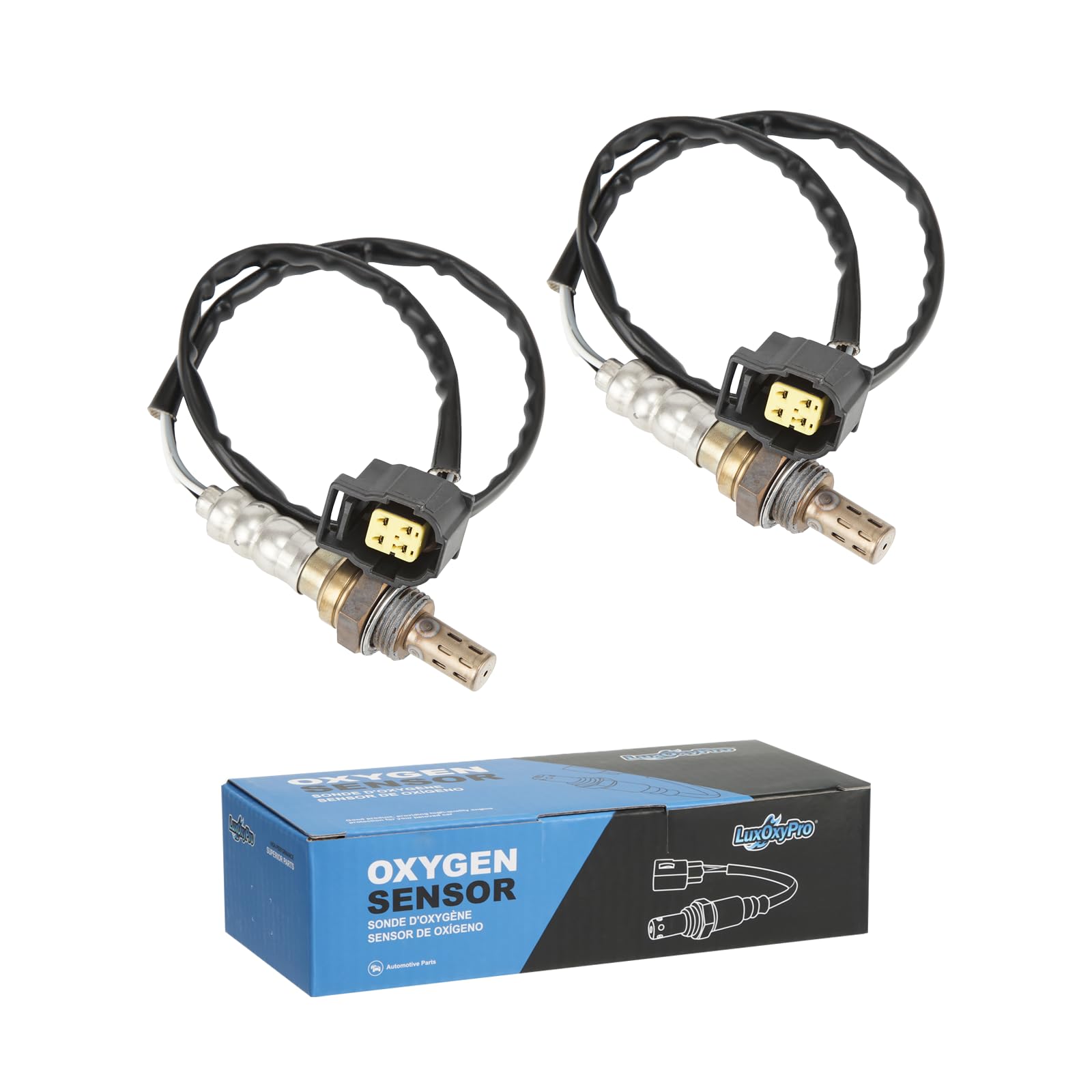 LuxOxyPro oxygen sensor upstream-downstream close-up for Dodge, Jeep, and Chrysler models.