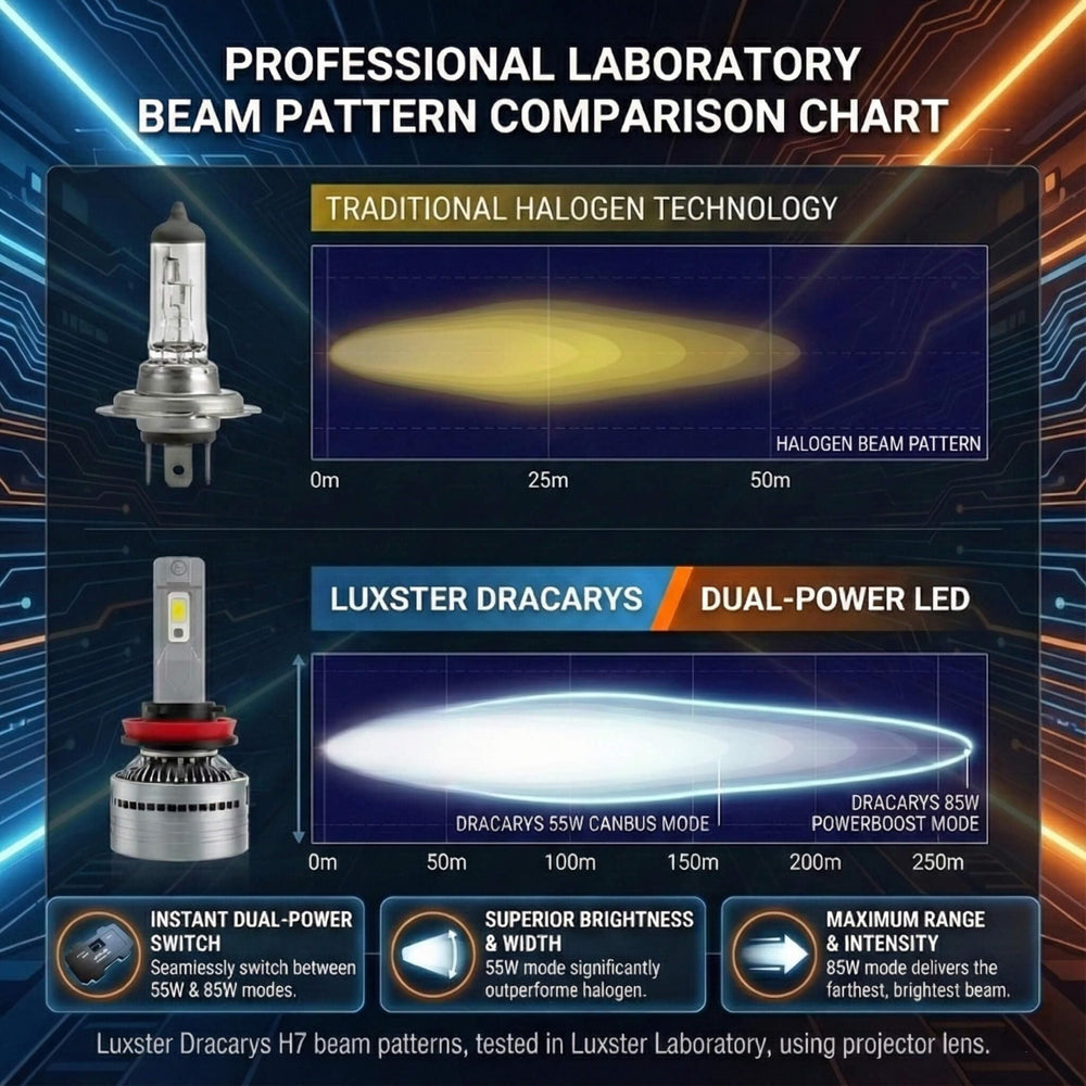 LUXSTER Dracarys 6500K xenon white beam for crisp night visibility