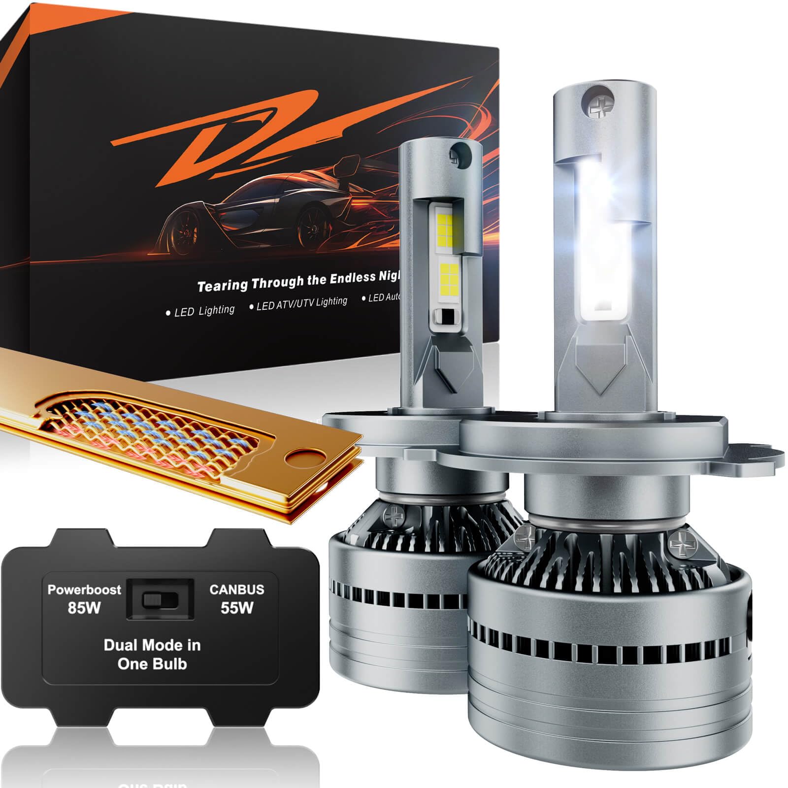 LUXSTER Dracarys bulbs in packaging showing dual-mode versatility for fog lights