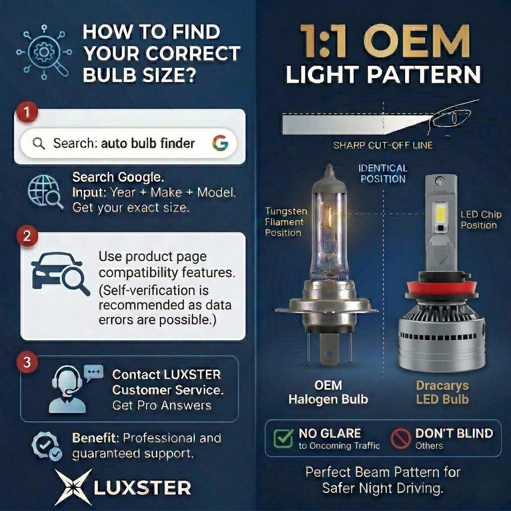 LUXSTER Dracarys dual-mode brightness demonstrates 55W and 85W power in varied driving conditions.