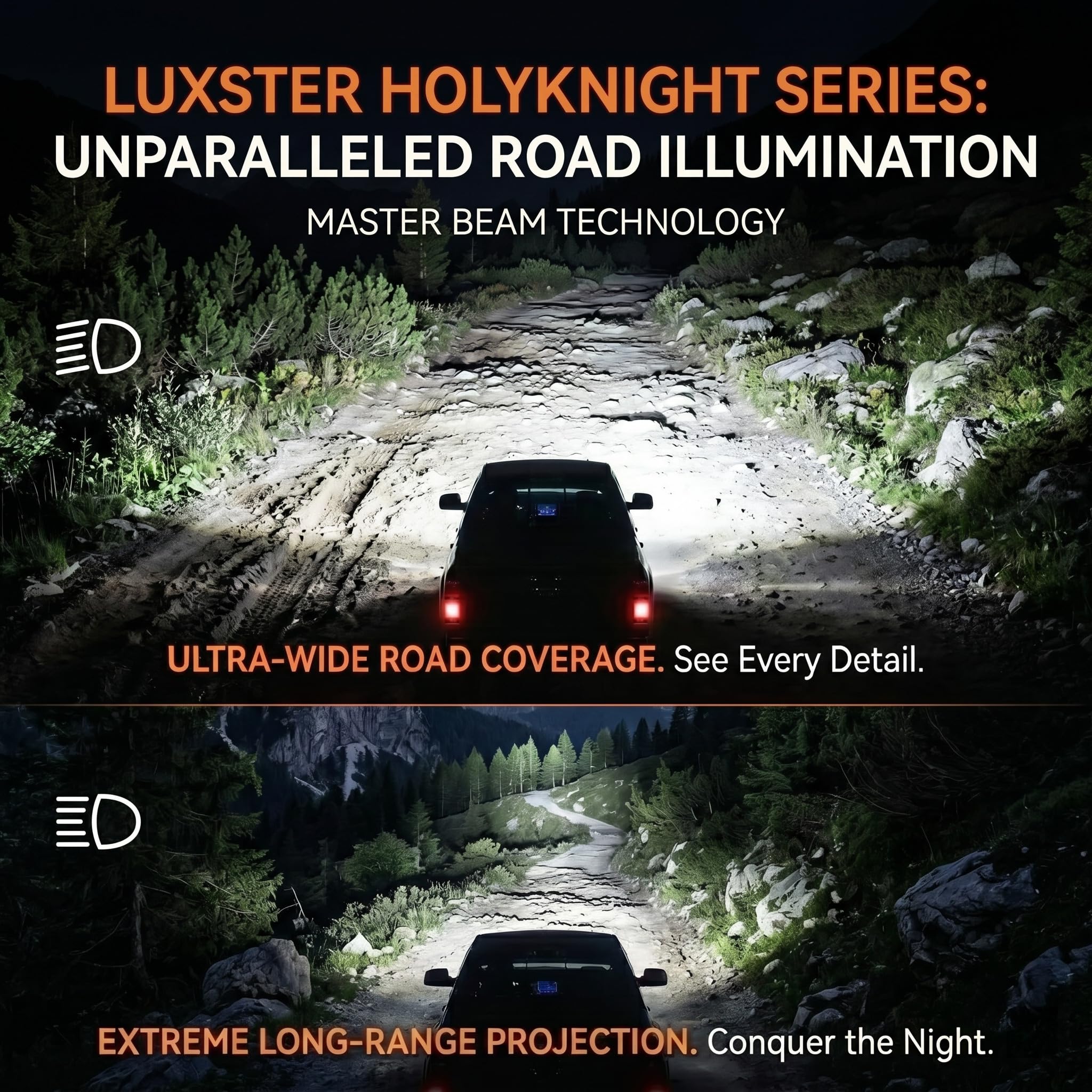 Luxster HolyKnight H13 LED fog light 1200ft projection for hazards