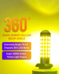 LUYED 880 fog bulbs amber 3000K side-angle view for DRL compatibility