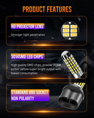 LUYED 880 LED fog bulb packaging view for easy plug-and-play