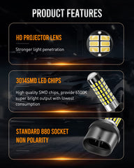 LUYED fog light bulb with projector lens for DRL and fog light clarity