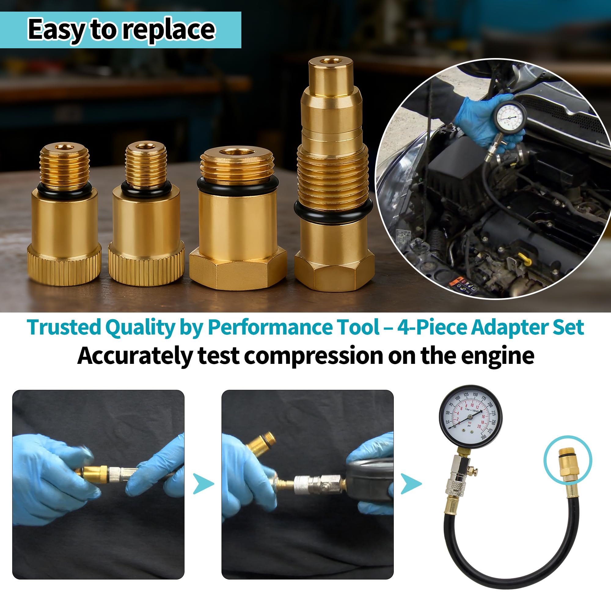 LVACODV spark plug adapter 12mm-1.25 supports reliable readings with secure seal.