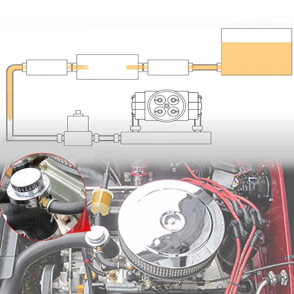 LVOUP 0-15 psi gauge enhances fuel pressure monitoring during carburetor setup.
