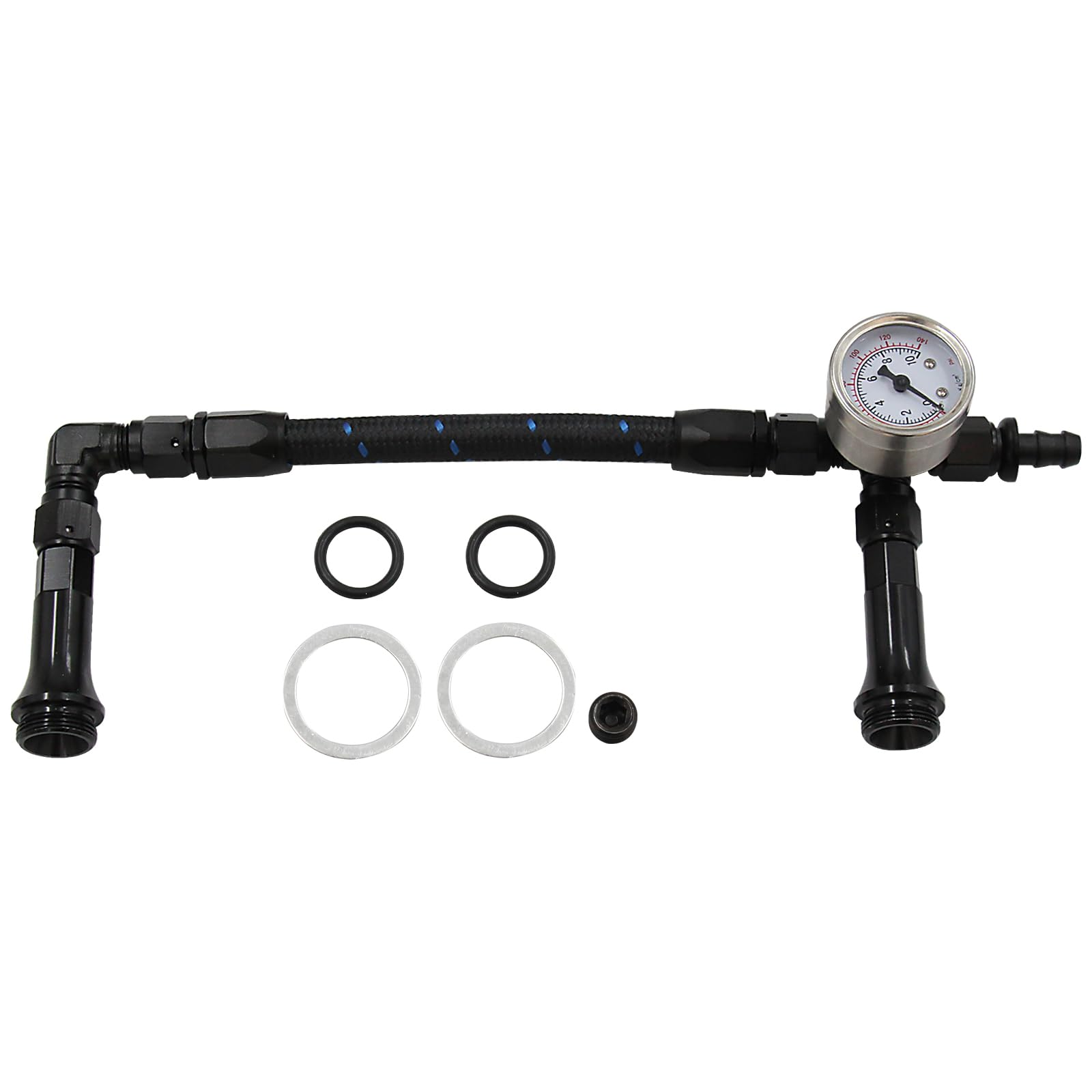 LVOUP dual feed fuel line AN6 close-up showing precise aluminum alloy build for reliable fuel delivery.