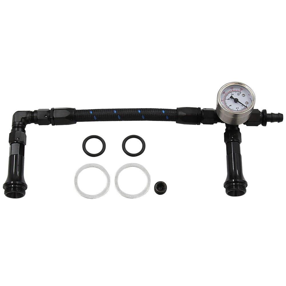 LVOUP dual feed fuel line AN6 close-up showing precise aluminum alloy build for reliable fuel delivery.
