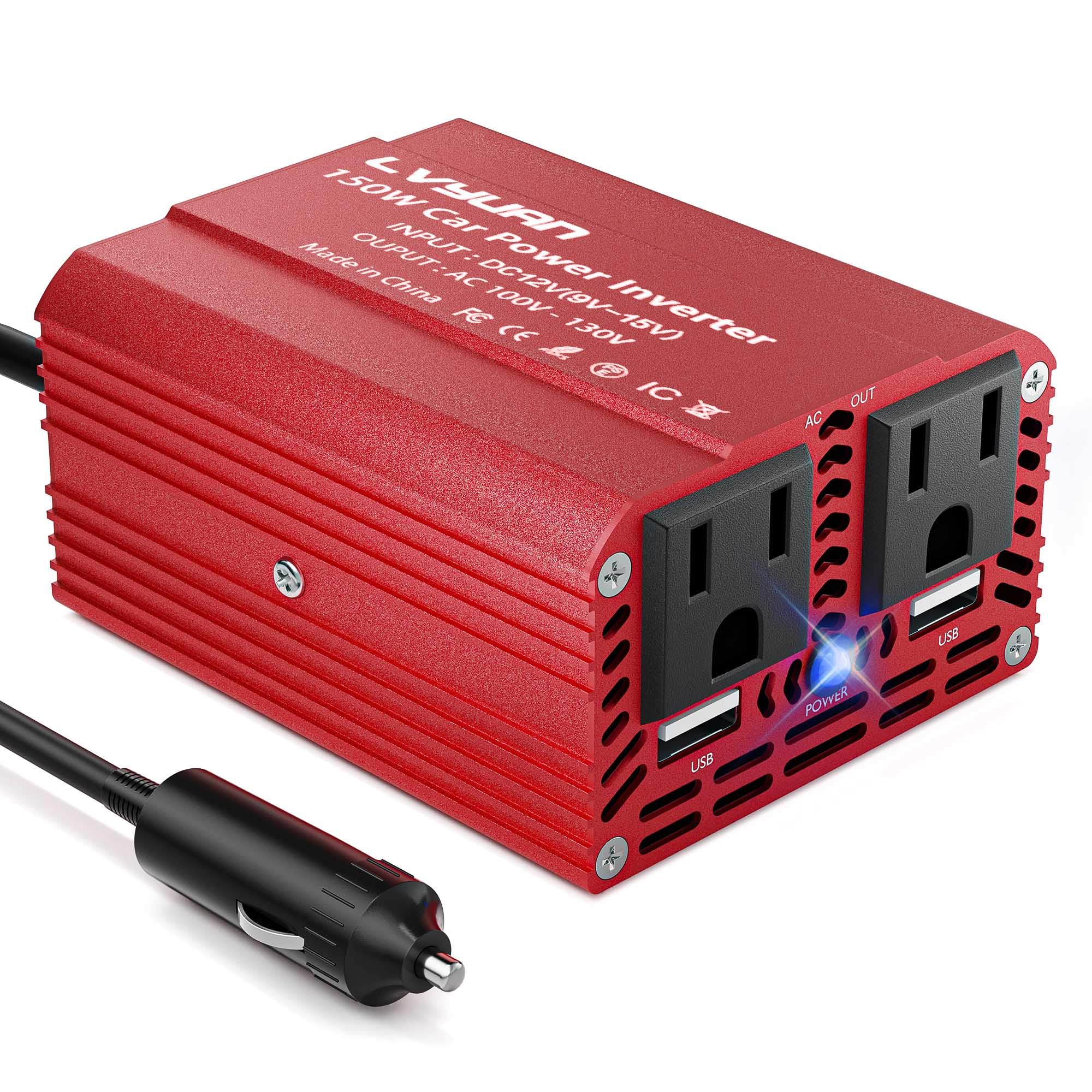 LVYUAN 150W inverter front panel powering devices on the go