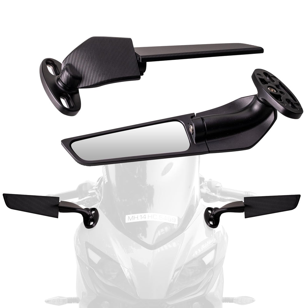 Lwlusup rear-view mirror with 360° view improves rider rear visibility.