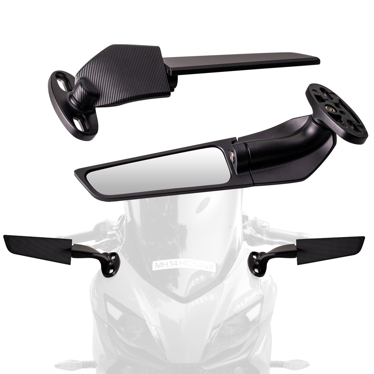 Lwlusup rear-view mirror with 360° view improves rider rear visibility.